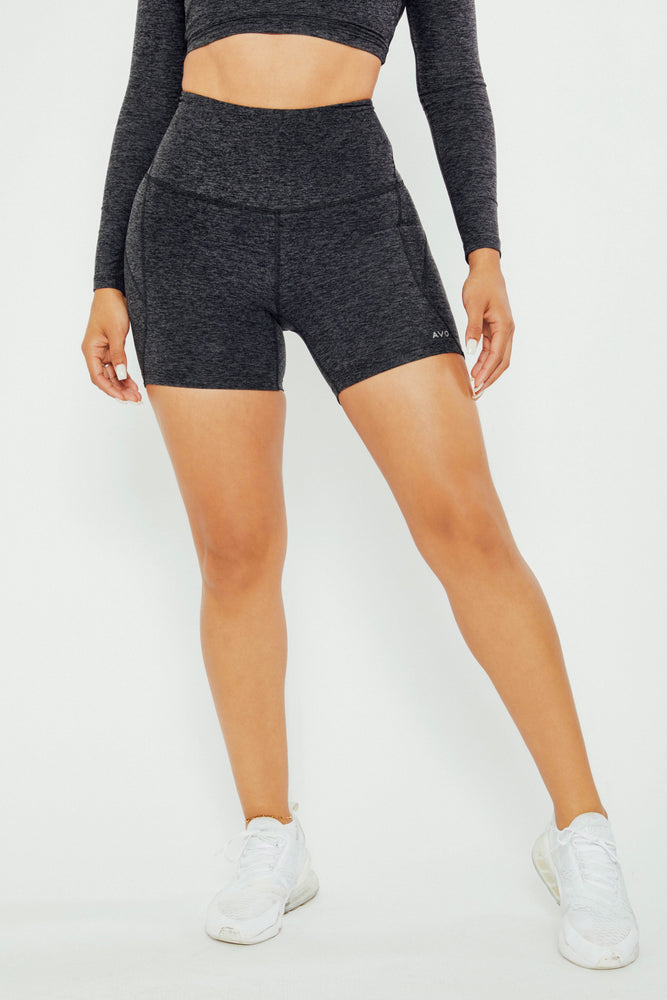 Actually I Can High Rise Shorts - Charcoal Black